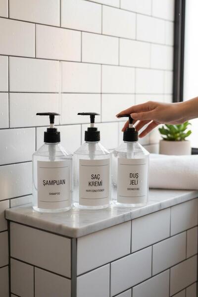 ANJEAHOME طقم صابون بلاستيكي شفاف من سيندي مكون من 3 قطع سعة 500 مل | شامبو-ب...