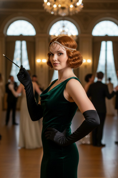 shop Set de accesorii în stilul Great Gatsby, 3 piese - Bandă de cristal, măn...