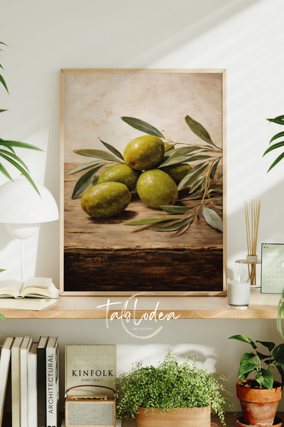 tablodea Tablou de bucătărie în stil vintage, cu tematică de măsline și ulei ...