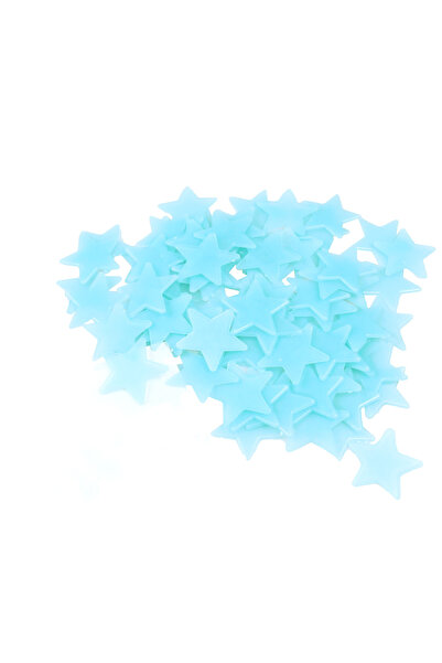 Yash Set of 100 self-adhesive phosphorescent stars, size 3 cm, blue color