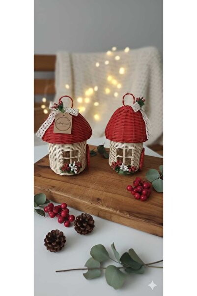 Handmade Rattan El Yapımı Mantar Ev Dekoratif 2'li Obje