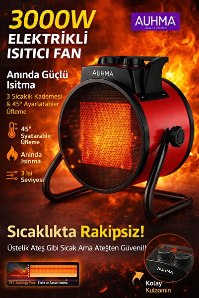 Kılıforyum 3000W Güçlü Elektrikli Isıtıcı Fan | Sessiz , 3 Isı Kademesi Güven...
