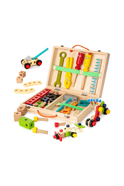 Helga Toys Set Trusa de scule cu 35 piese din lemn