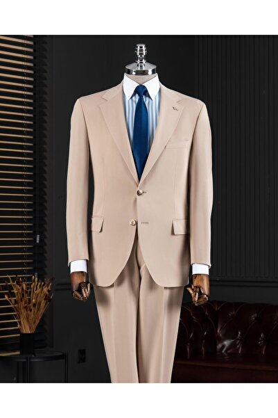 TerziAdemAltun Italian Style S Slim Fit 4 Drop Jacket Pants Suit Beige T14325