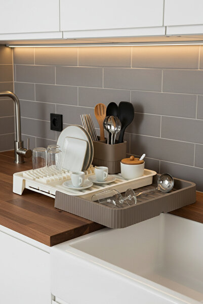 Snippy Endy - Sürgülü Açılır Kapanır Bulaşıklık Plastik Sürgülü Bulaşık Sepeti