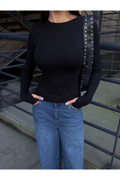 LB Laluna Butik Body guler rotund cu detaliu pentru degetele de la femei