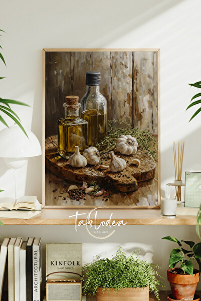 tablodea Tablou rustic de bucătărie cu tematică vintage cu ulei de măsline TD...