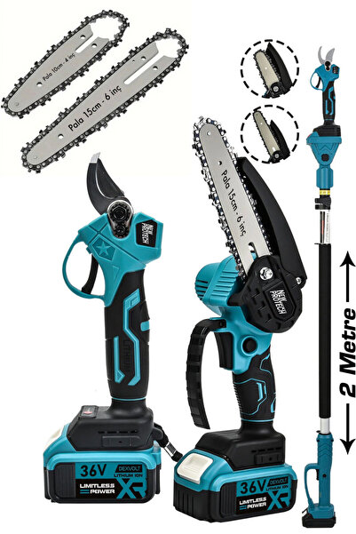 newprotech çift Akülü 2'Li Set Dal Budama Testeresi & Dal Budama Makası & 2.5...