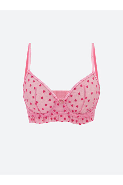 LC Waikiki Peak Yeni Sezon Balenli Dolgusuz Kalp Desenli Tişört Sütyen