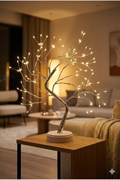 sonx Dekoratif Ağaç LED Masa Lambası Sıcak Beyaz Işıklı Modern ŞARJLI Ortam A...