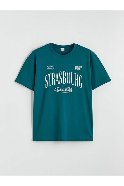 LC Waikiki Зелена велосипедна яка Страсбург Печатна мъжка тениска