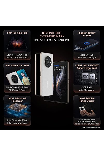 TECNO Phantom V Fold, 5G, 256GB, White