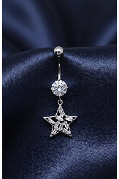 MinAccessory Zirkon Taşlı 316L Çelik Yıldız Göbek Piercing