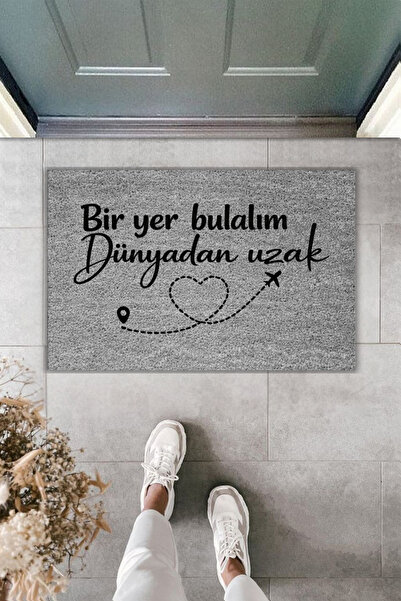 Rugmood طباعة رقمية حديثة - دعنا نجد مكانًا بعيدًا عن العالم - سجادة أمام الباب