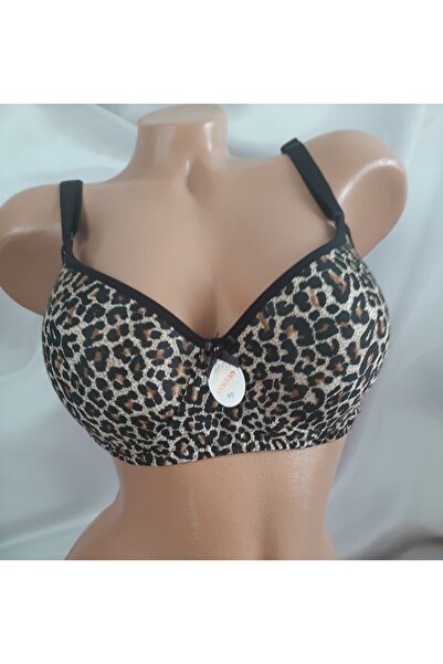 Butik Leopard Print Sponge Supported Underwire Cotton Women's Bra
