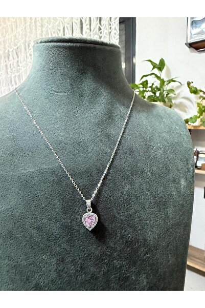 stainles steel ZIRCON STONE STEEL HEART PENDANT