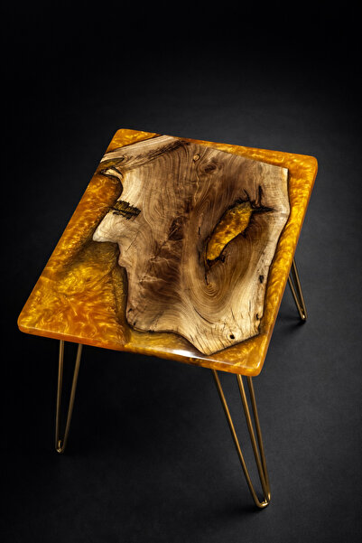 ARTERA DELUXE Doğal Ceviz & Epoksi Özel Yapım Orta Sehpa -El Yapımı Tasarım