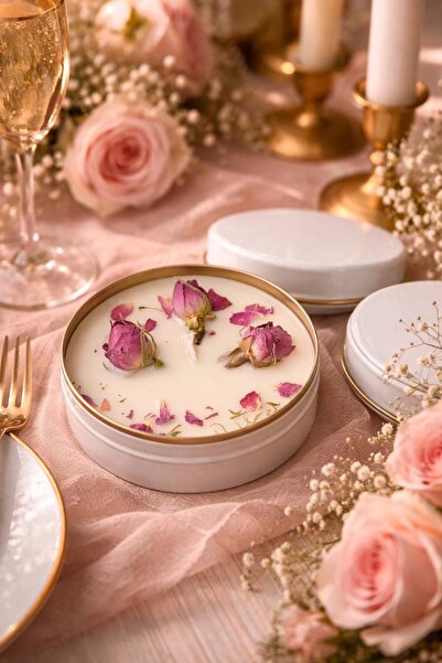 MANİFEST CANDLE Gül Kokulu Mum 2’li Set – Şık Metal Kutuda Uzun Süre Kalıcı R...