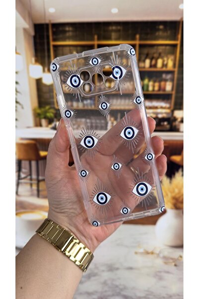 Vip Case Poco X3 Compatible Evıleye Patterned Transparent Shock-Absorbing Cam...