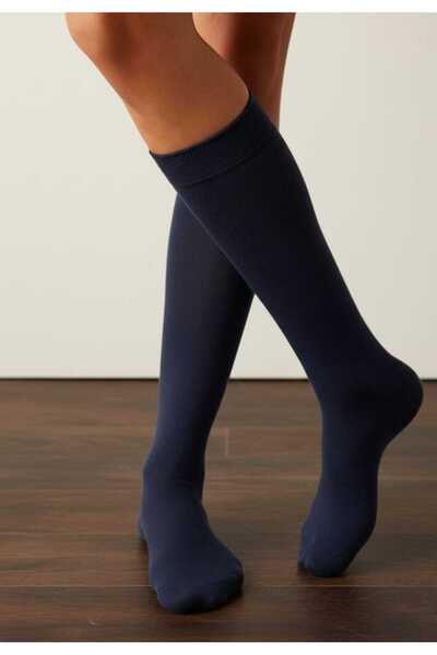 DÜVEN Navy Blue Cotton Knee-Length Trouser Socks