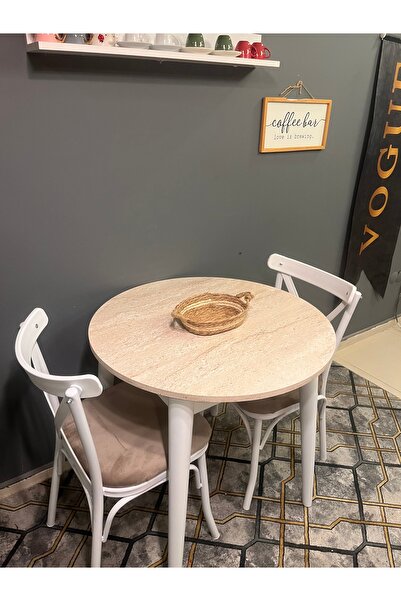 VOGUE TASARIM VE AKSESUAR 80 cm yuvarlak traverten rengi yemek mutfak balkon ...