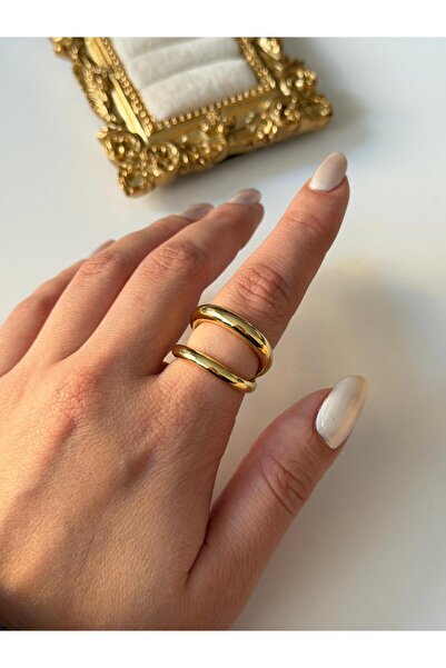 Charmist 14K Çelik Üzeri Altın Kaplama Ayarlanabilir Basic Yüzük