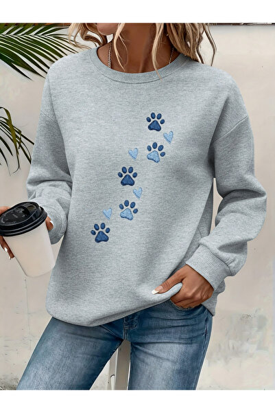 Deocept Femei cu imprimeu guler rotund Confortabil și confortabil Femei Swea ...