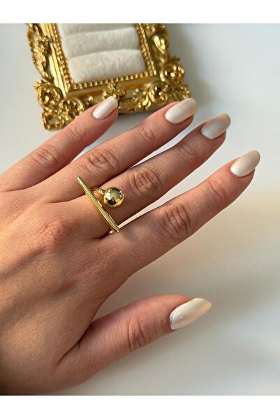 Charmist 14K Çelik Üzeri Altın Kaplama Ayarlanabilir Basic Yüzük