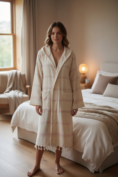 DNRYSL رداء حمام بيشتمال مصنوع من القطن بنسبة 100%، بغطاء رأس رداء حمام ناعم ...