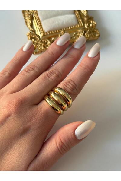 Charmist 14K Çelik Üzeri Altın Kaplama Ayarlanabilir Basic Yüzük