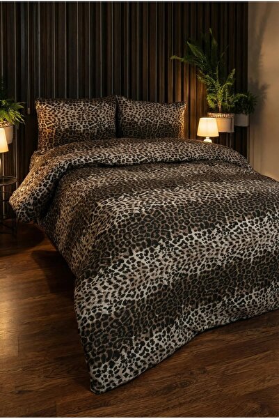 serelya Σετ Παπλωματοθήκη Διπλό - Μοτίβο Λεοπάρ - Με Ελαστικό Σεντόνι - Ύφασμ...