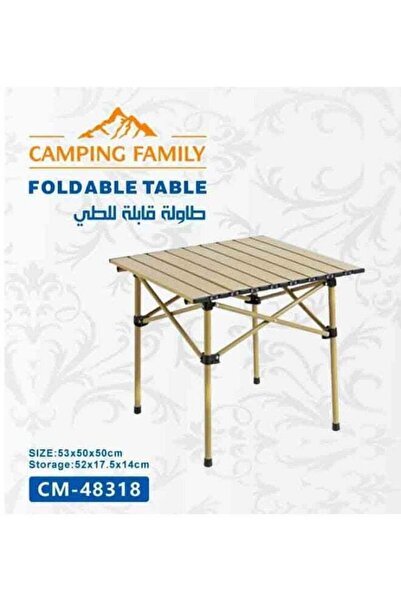 CAMPING FAMILY طاولة تخييم معدنية قابلة للطي محمولة - تصميم مقاوم للماء والصد...