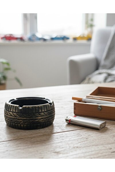 Handmade Eskitme Gold Detaylı Lastik Tasarım Küllük