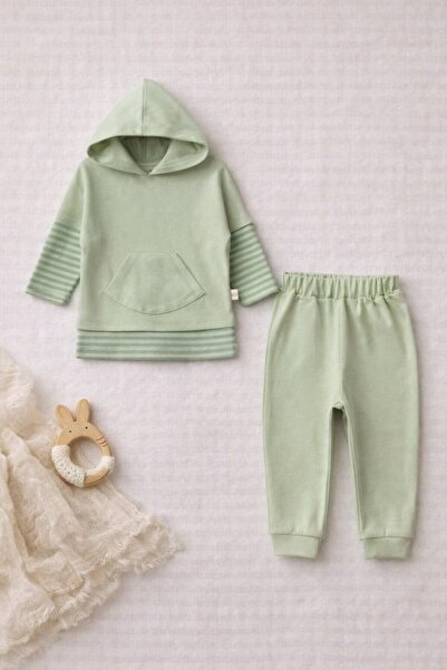 The Nest Kids Olive Field Premium Organic Cotton Natural Green Tone Baby Bott...