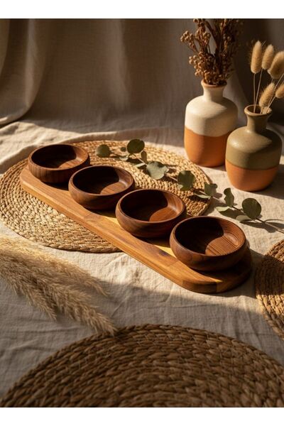 TB Tamer Bayrakçeken Masaj Aletleri Ve Tıbbi Ürün Set of 4 Wooden Bowls and I...