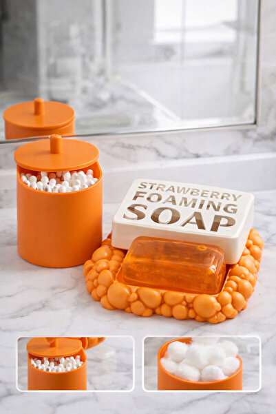 MurayTekno 2’li Dekoratif Banyo Seti – Sabunluk & Kulak Çubuğu Kutusu