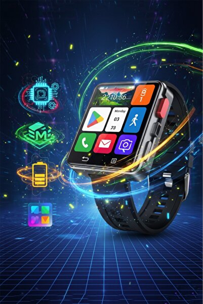 Tekvora Geniş Dokunmatik Ekranlı Android Akıllı Saat | 4G Hat Uyumlu, GPS’li,...