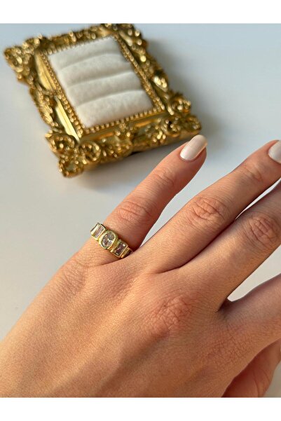 Charmist 14K Çelik Üzeri Altın Kaplama (Ayarlanabilir) Serçe Parmak Yüzük