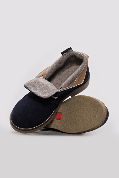 Ayakkabıhane Quality Genuine Suede Leather Navy Blue Women's Classic Boots Ah...