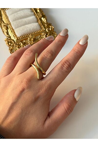 Charmist 14K Çelik Üzeri Altın Kaplama Ayarlanabilir Basic Yüzük