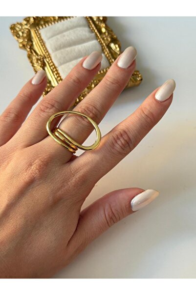 Charmist 14K Çelik Üzeri Altın Kaplama Ayarlanabilir Basic Yüzük