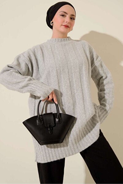 Safgiyim44 Wide Corded Fabric Knitwear Soft Tunic