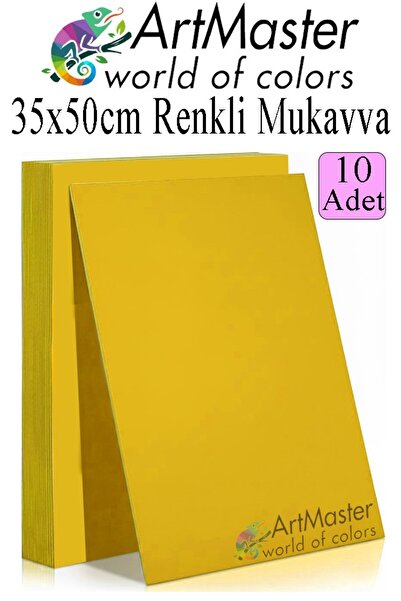 Artmaster Sarı Renkli Mukavva 35x50 cm 10 Adet 1 Paket Renkli Sert Karton 1.0...