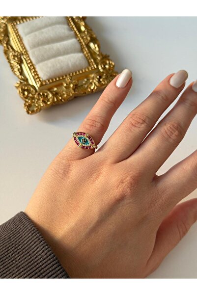 Charmist 14K Çelik Üzeri Altın Kaplama (Ayarlanabilir) Serçe Parmak Yüzük