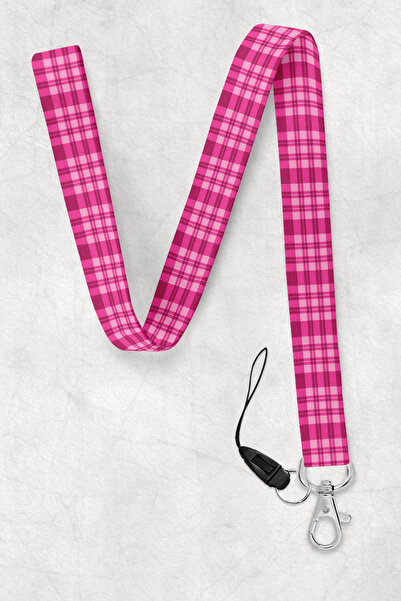 BUEMİ Pink Tiles Neck Strap, Neck Strap Lanyard, Card and Phone Holder - Bas111