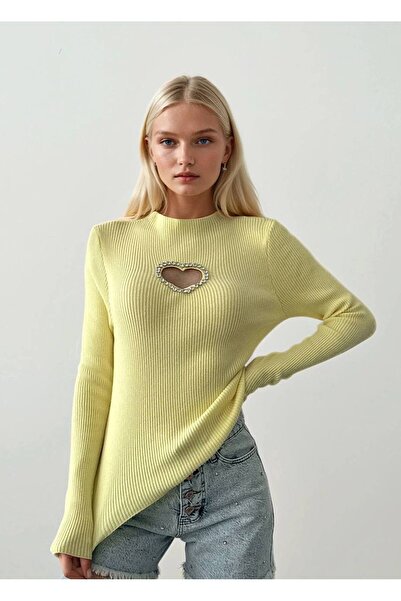 İLKCET MODA Pulover de damă cu decolteu în formă de inimă