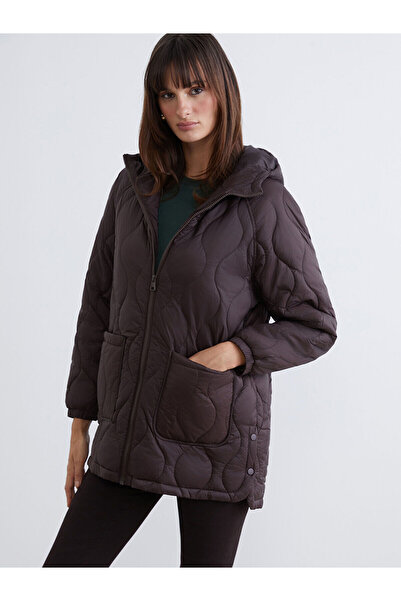 LC Waikiki Brown Hooded Quilted Women's Puffer Jacket
