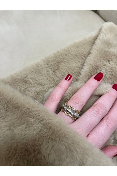 Asteria Jewelry Double Color Zircon Stone Detailed Ring