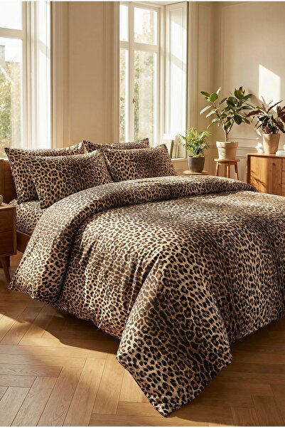 Comfort Craft Double Duvet Cover Set - Leopard Pattern - with Elastic Fitted ...