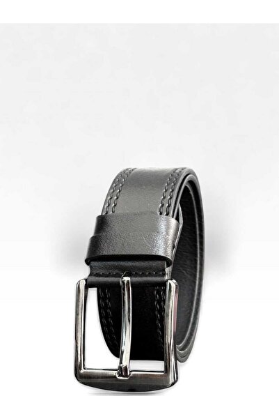 Mia Belt piele naturală curea 4,5 cm Sport Negru curea Cusături Imprimare